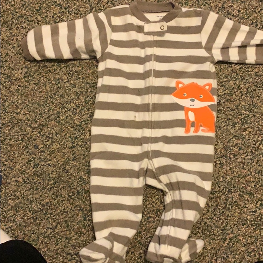 Gray and white fox onesie